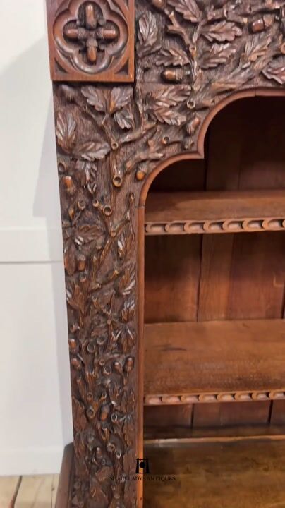 Film of Carved Oak Open Bookcase