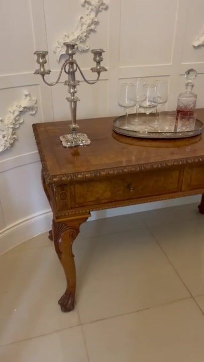 Film of Outstanding Quality Antique Burr Walnut Freestanding Standing Console/hall Table