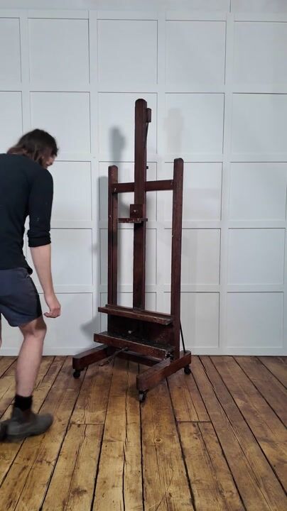Film of Large Late 19th Century Fully Adjustable Oak Artist’s Studio Easel