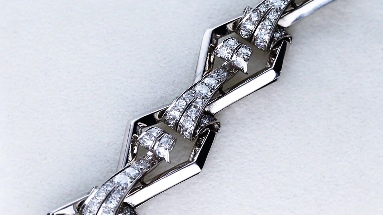 Film of Italian 5.45ct Diamond and 18ct White Gold Bracelet - Antique Circa 1920