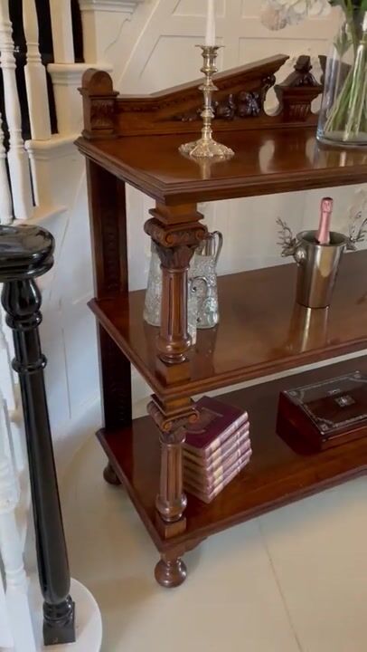 Film of Quality Antique Carved Oak Dumbwaiter