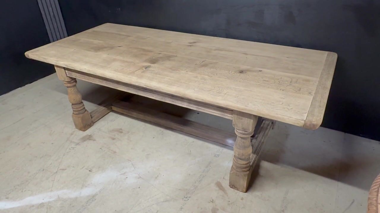 Film of Rare Deep Large Oak Farmhouse Dining Table
