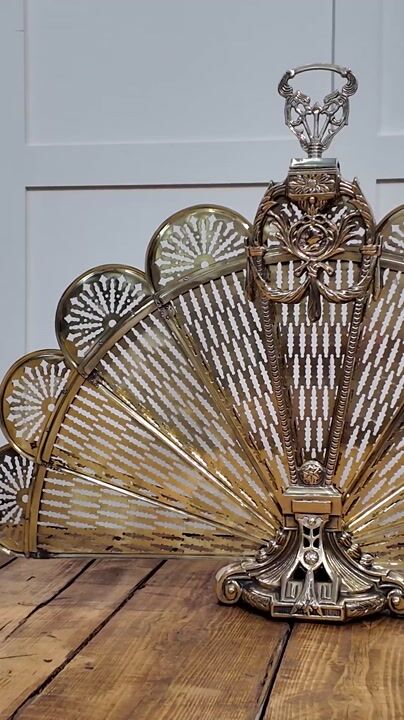 Film of Brass Peacock Fan Fire Screen