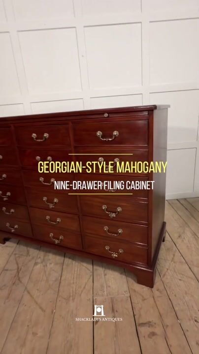Film of Georgian Style Mahogany Nine-drawer Filing Cabinet