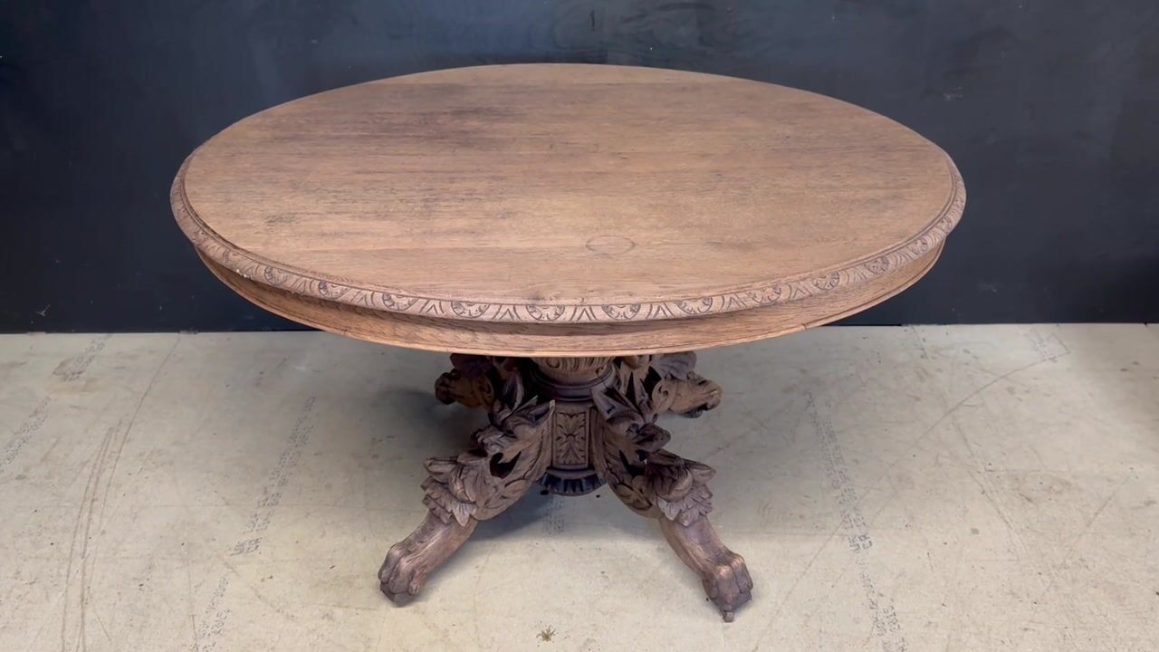 Film of French Bleached Oak Hunting Table