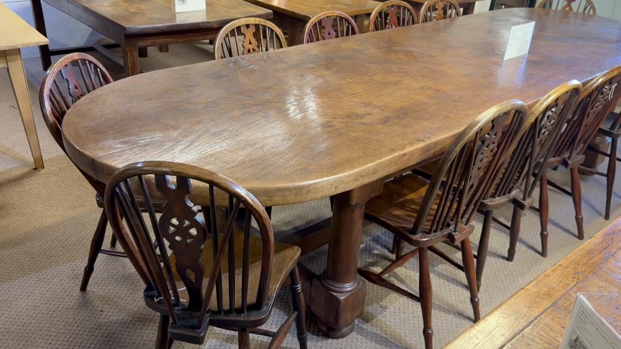 Film of Antique Single Plank Oak Dining Table