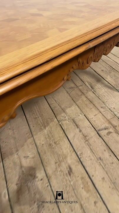 Film of Oak Parquetry Draw Leaf Table