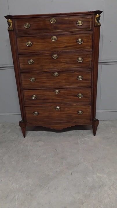 Film of French 19th Century Mahogany Tallboy Chest of Drawers