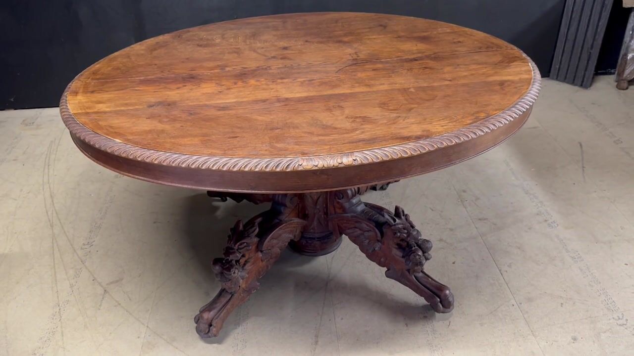 Film of French Carved Oak Hunting Table