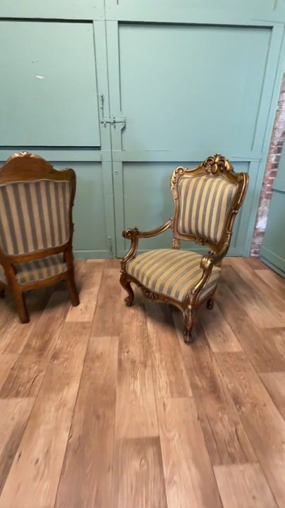 Film of A Stunning Pair of Italian Carved Throne Arm Chairs