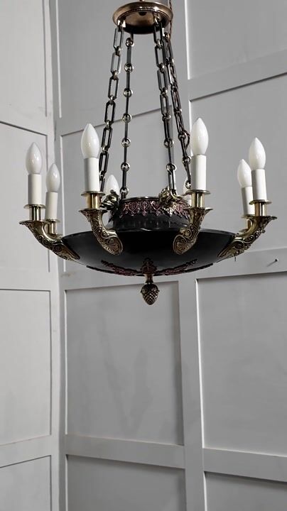 Film of Empire Revival Brass and Copper Eight-light Chandelier