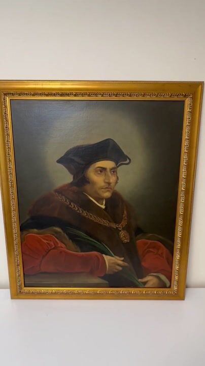 Film of Sir Thomas More Oil Portrait Manner of Hans Holbein Early 20th Century