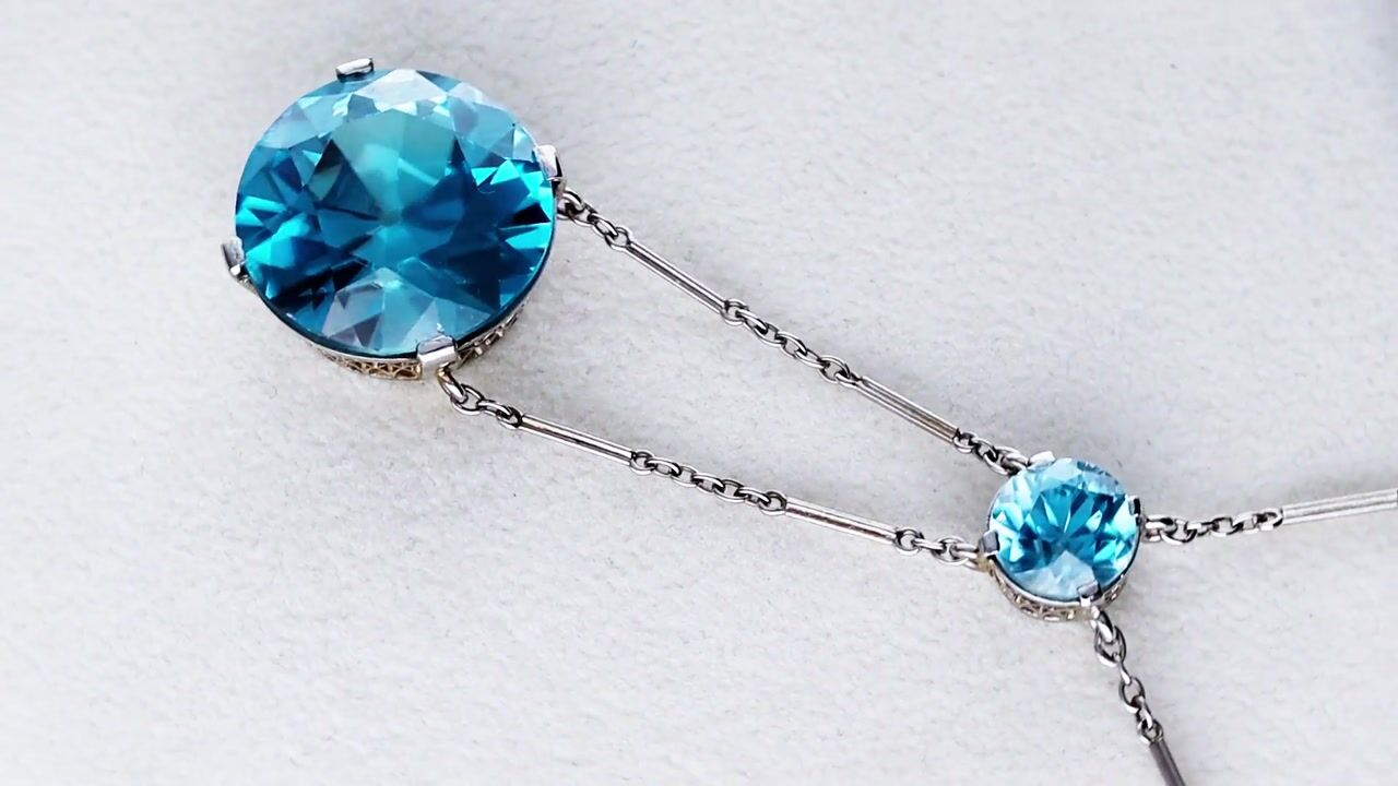 Film of Antique 22.50ct Zircon and 18ct White Gold Pendant Circa 1925