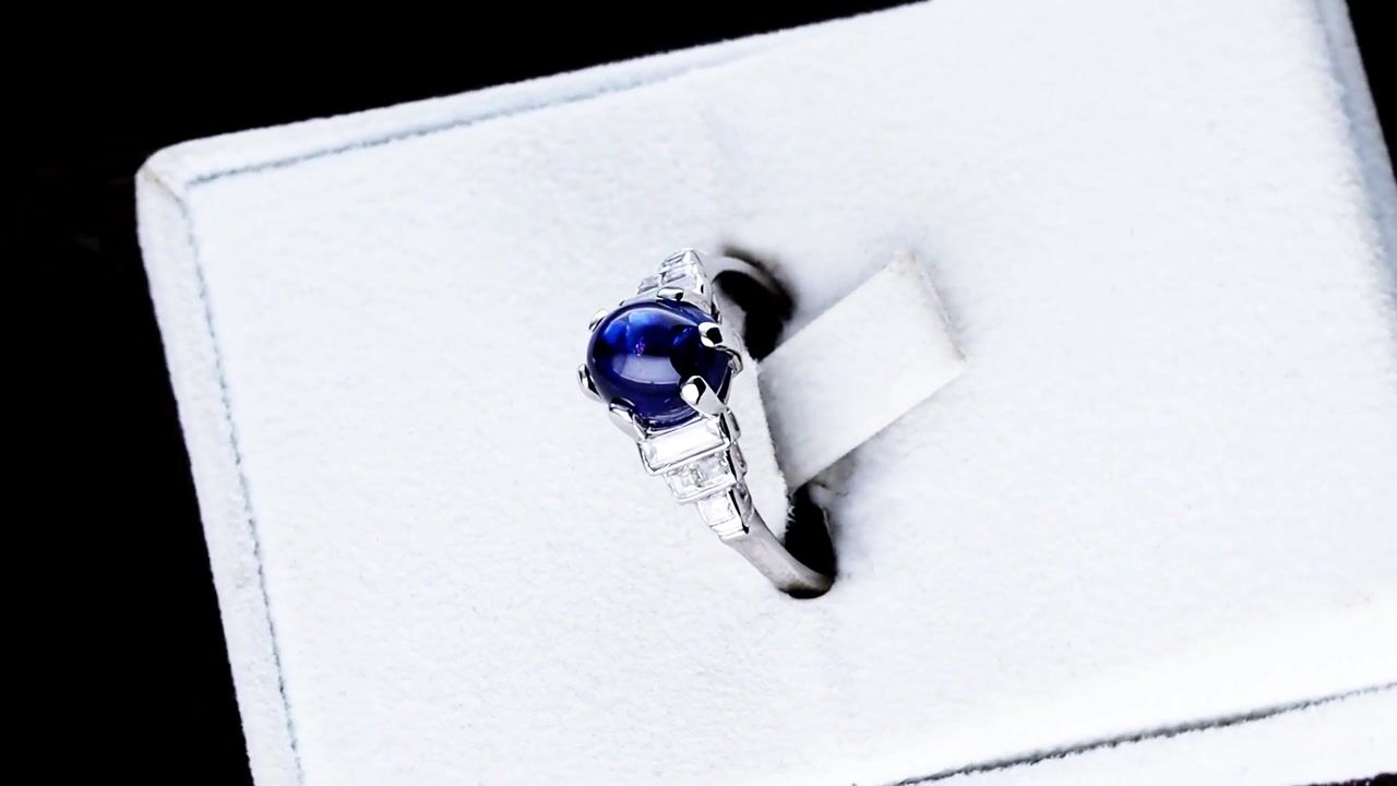 Film of 3ct Ceylon Sapphire and 0.50ct Diamond, Platinum Dress Ring - Art Deco - Antique Circa 1935