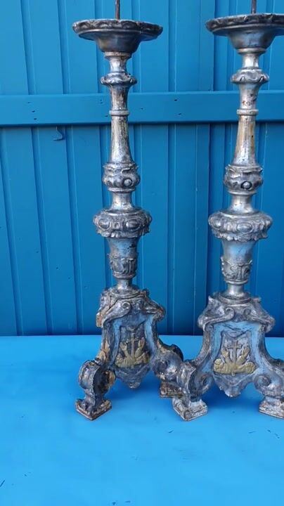 Film of Pair of 18th Century Rococo Gilt-silver Candlesticks, 113cm High