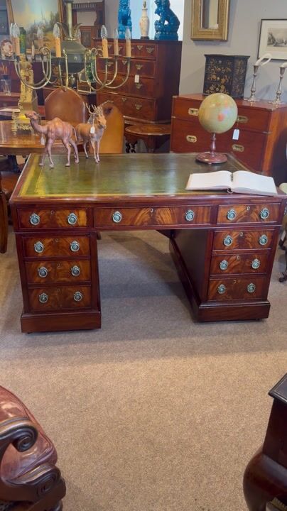 Film of Antique Mahogany Partners Desk C.1870