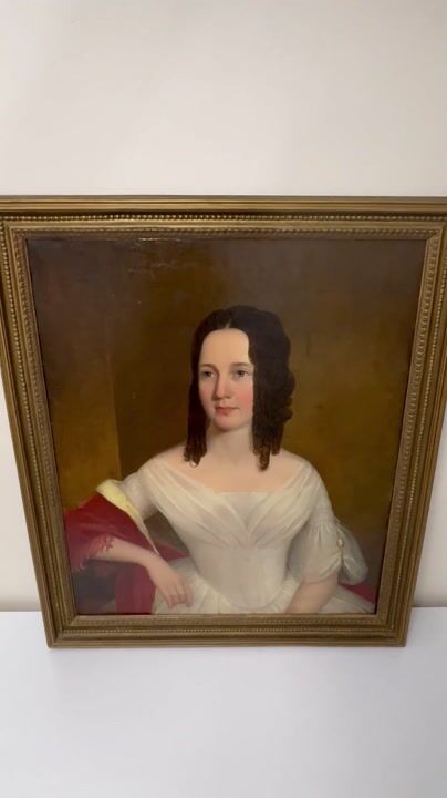 Film of Antique English Oil Portrait Sarah Losh Architect & Designer