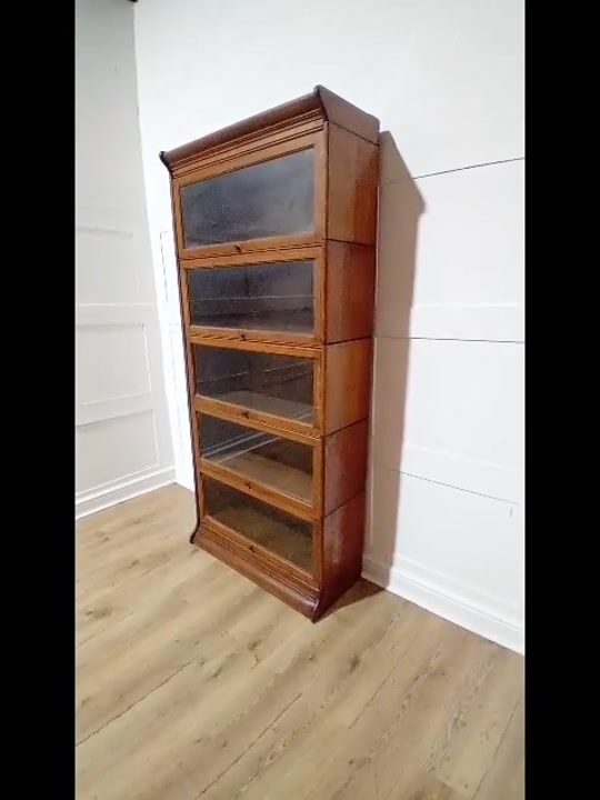 Film of Antique Globe Wernicke Oak Bookcase C1900-20