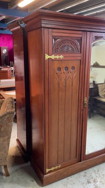 Film of Superb Quality Arts and Crafts Walnut Triple Wardrobe Circa 1890