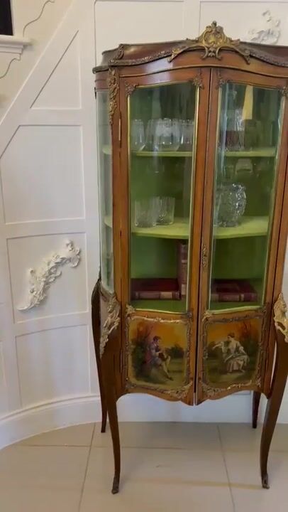 Film of Antique Victorian Quality French Vernis Martin Vitrine/display Cabinet