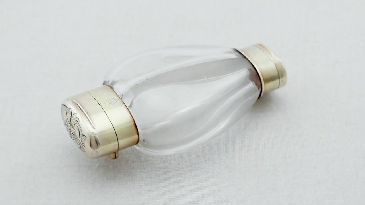 Film of Sterling Silver and Glass Scent Bottle / Vinaigrette - Antique Circa 1880