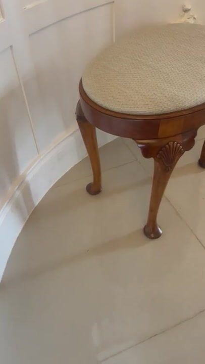 Film of Antique Quality Walnut Oval Stool