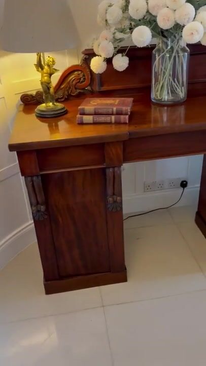 Film of Antique Victorian Quality Carved Figured Mahogany Sideboard
