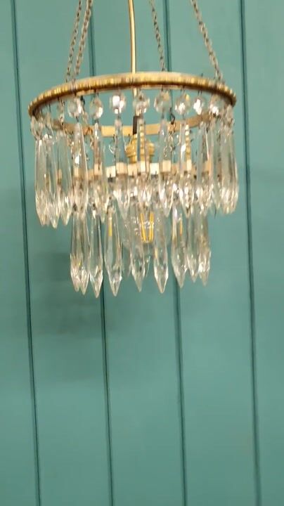 Film of Early 20th Century Cut Glass Crystal Spike Chandelier 9"